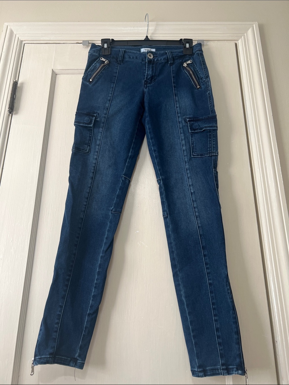 Kensie Slim Cargo Skinny Jeans - Dark Blue